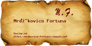 Mrákovics Fortuna névjegykártya